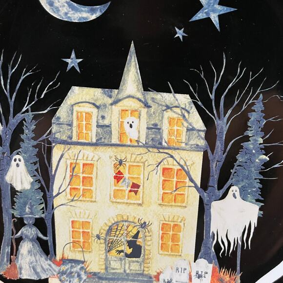 Potter's Studio Halloween HAUNTED HOUSE Salad Plates Set of 4 Witch Ghost New - Picture 8 of 10